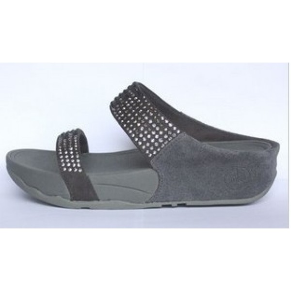 Fitflop Rock Chic Slide Midnight Grey Shoes For Women