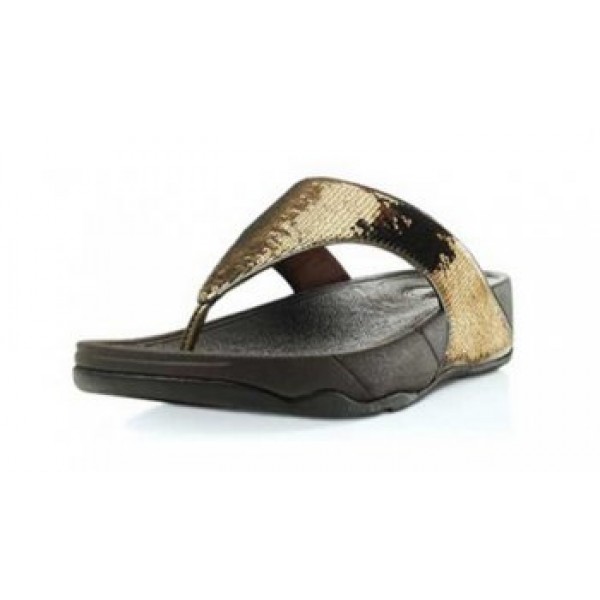 Fitflop Electra Brown Sequins Thong Slipper For Women
