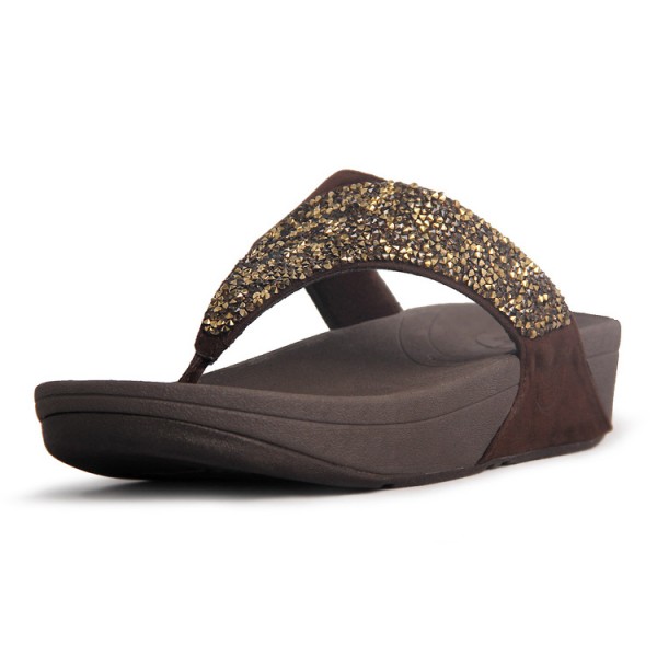 Fitflop Rock Chic S-diamond Brown Thongs Sandals For Women