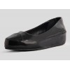 Fitflop Due All Black Patent Leather Ballet Pumps For Women