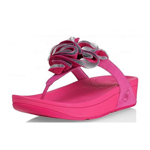 Fitflop Frou Pink folding Flower Fitness Sandal For Women